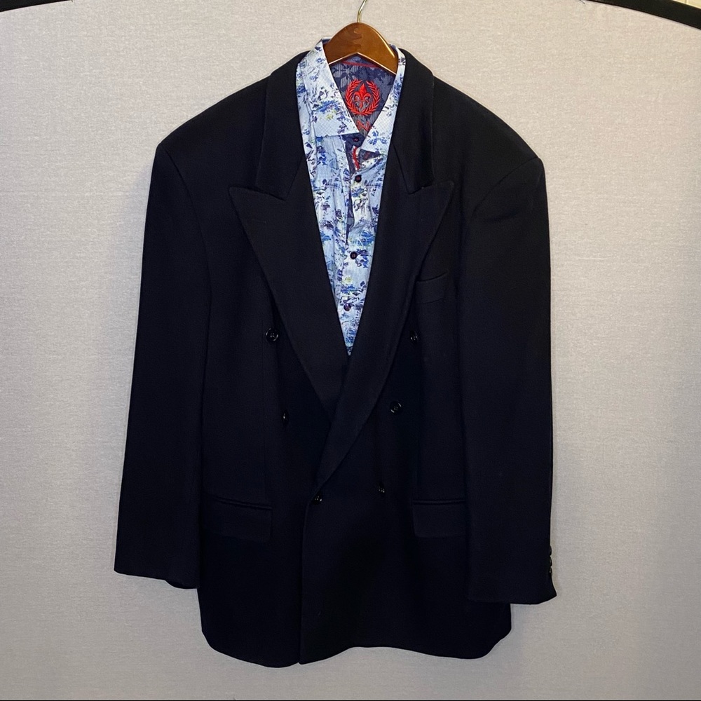 Vintage Hugo Boss Double Breasted Navy Jacket Al Capone Sz 46 Scott’s of London